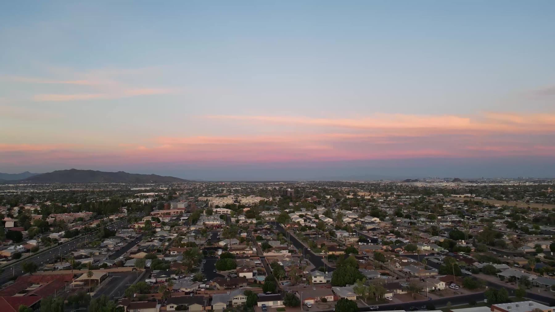 Aerial view of the Phoenix West Valley at dusk